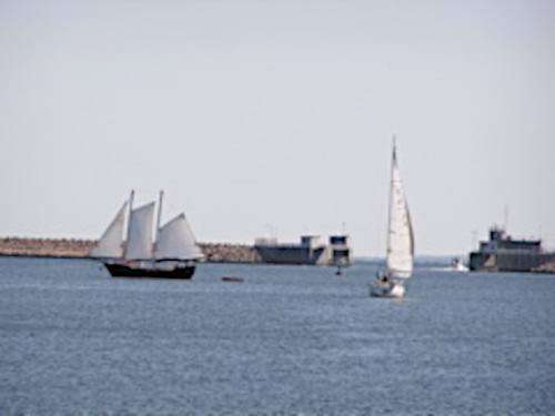 Boats on harbor