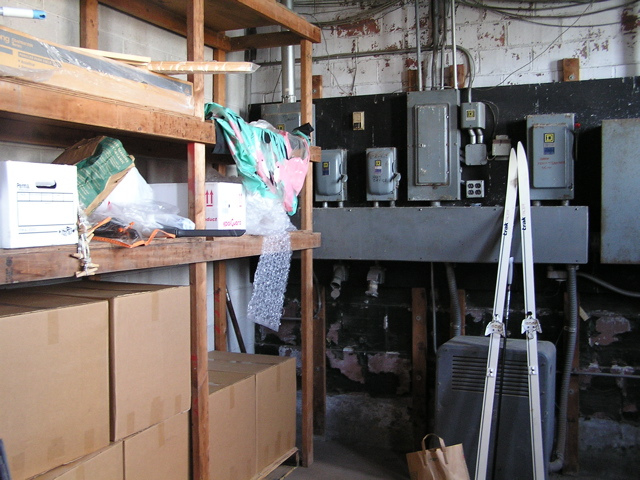 Steel shelving with boxes