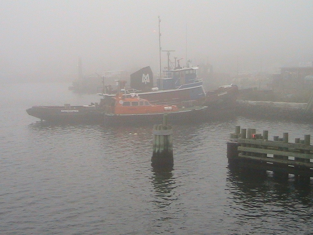 Boat in fog.
